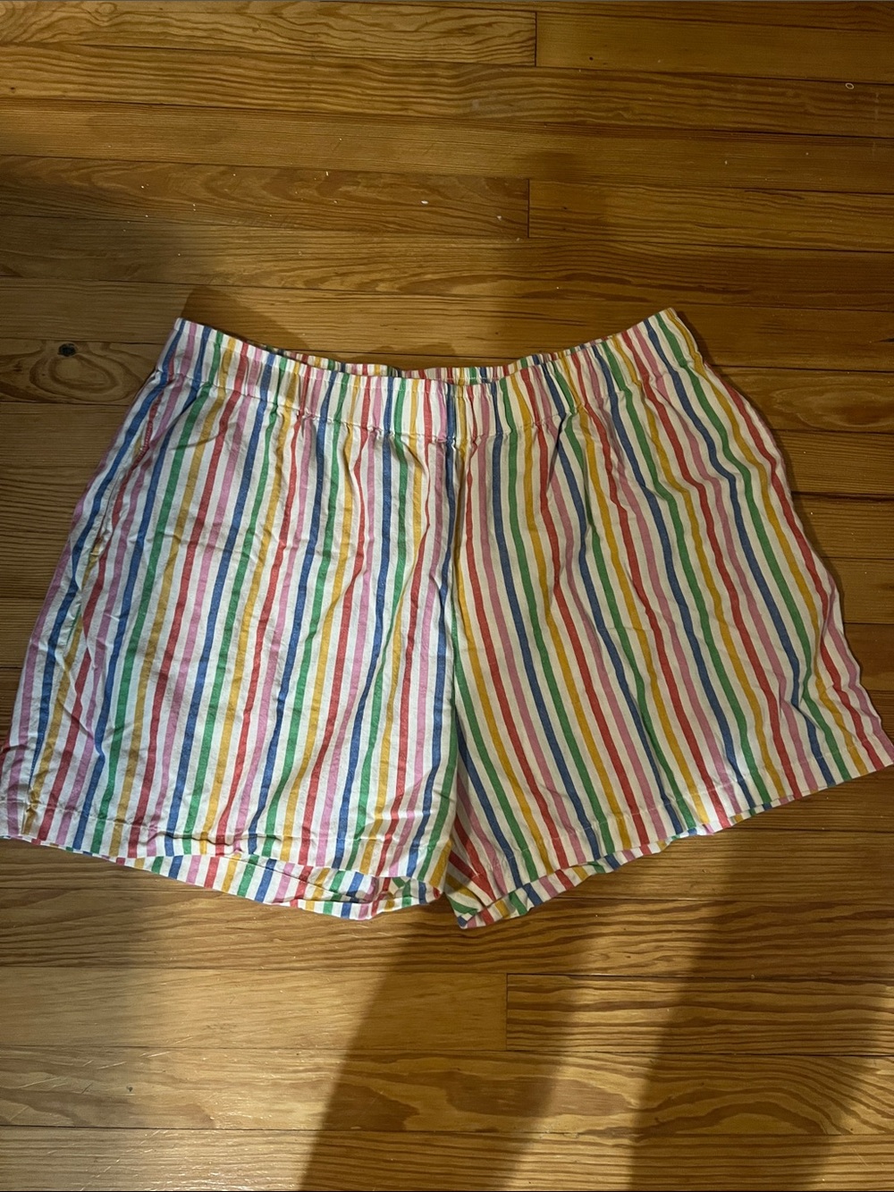 Lucy & Yak Rainbow Stripe Elastic Waist Shorts